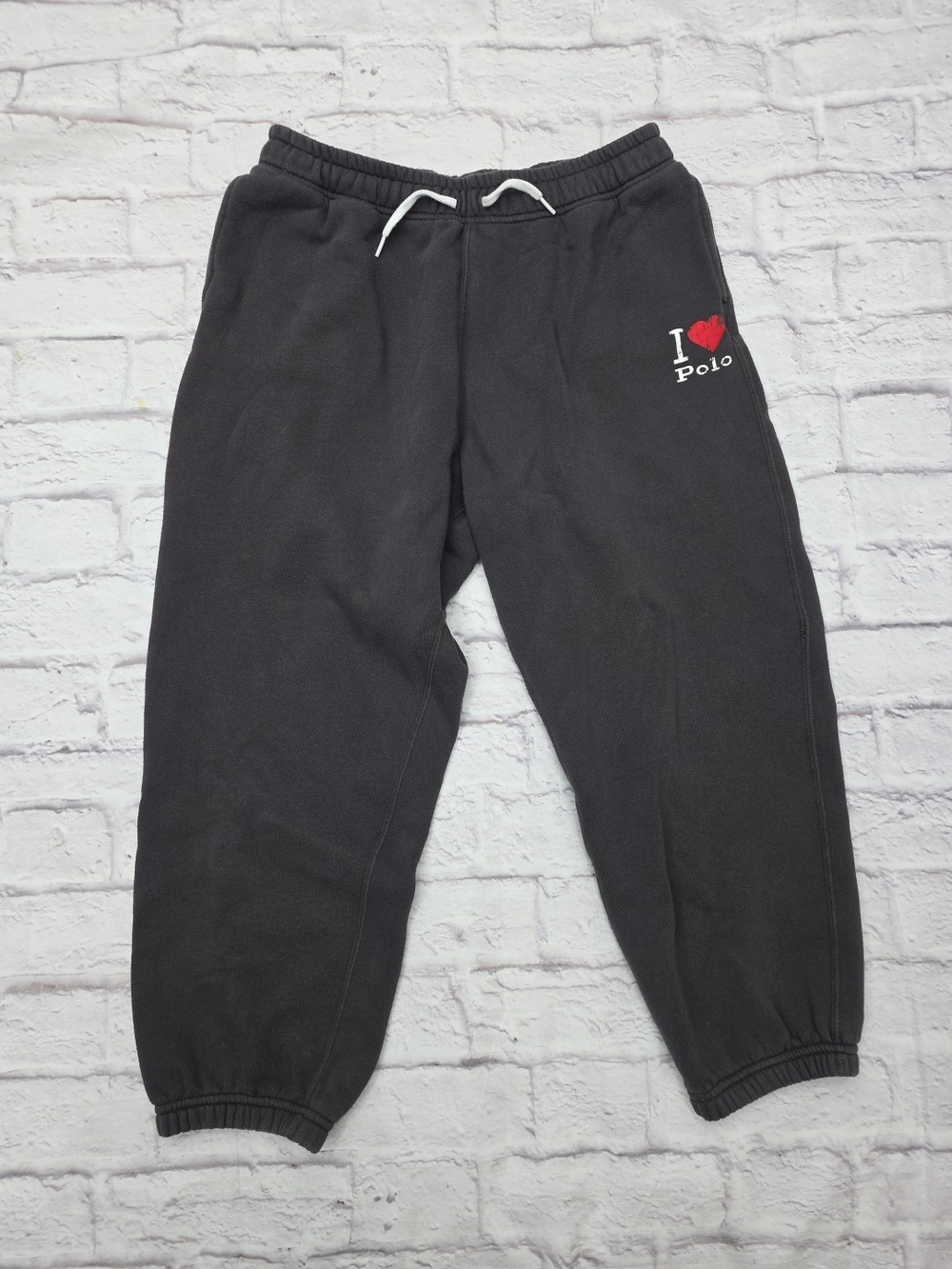 Polo Ralph Lauren Joggers Sz Large(30x24) Grey Sweatpants Drawstring Fleece Line